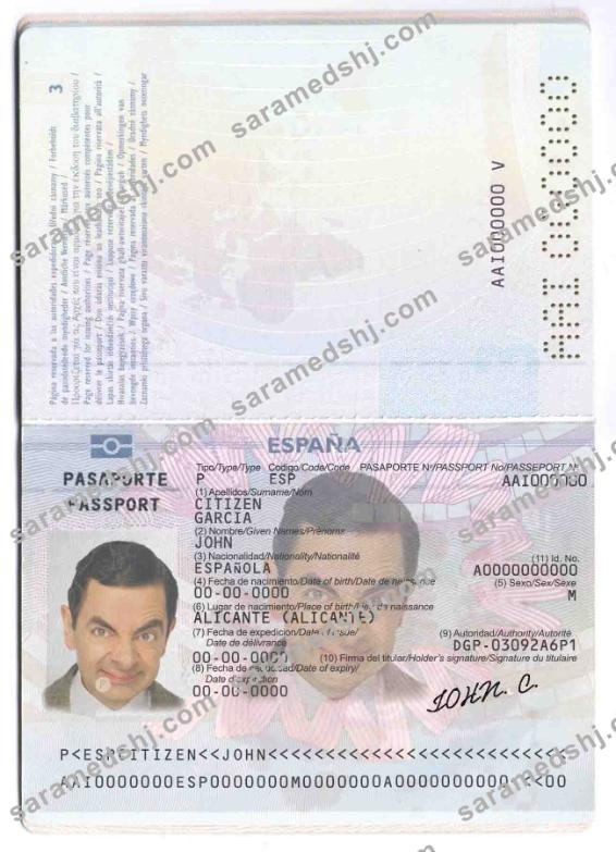 Spain passport template in PSD format, fully editable (till 2015)